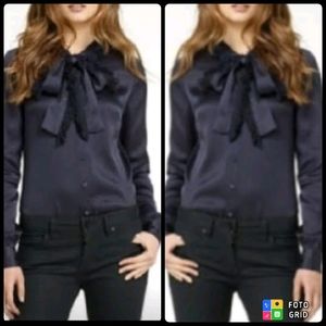 Tory Burch Silk Fringe Bow Blouse